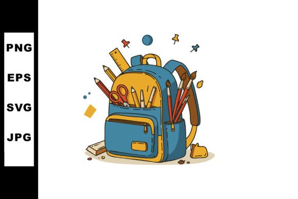 Blue Yellow Backpack Graphics & Illustrations