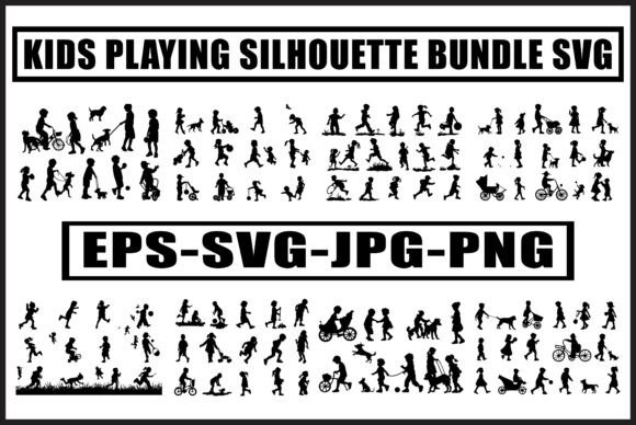 Kids Playing Silhouette SVG Set: Graphics & Illustrations