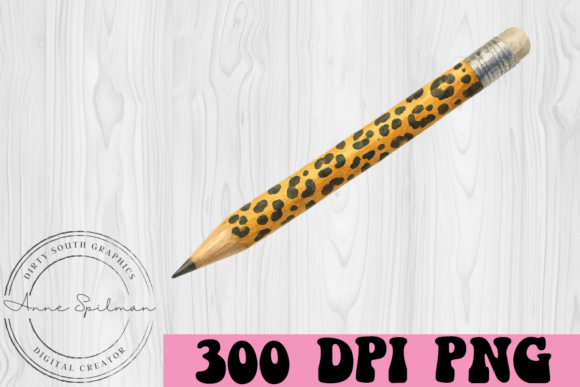 Leopard Print School Pencil Graphics and Illustrations