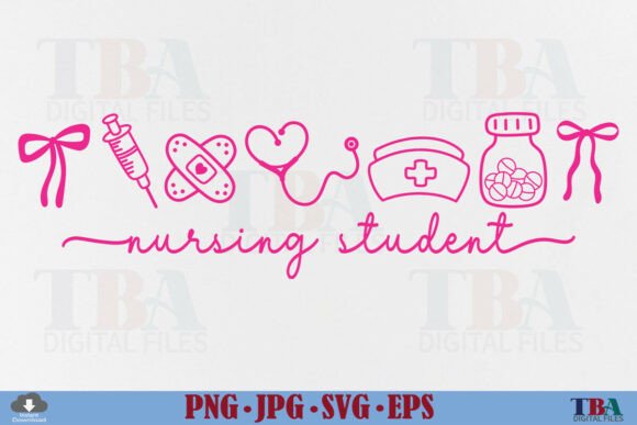 Reviewing Nursing Student Pink School Nurse Icons