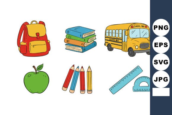 School Supplies Vector Set: Bright Graphics & Illustrations