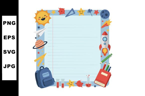 Space Themed Stationery Frame: Graphics & Illustrations