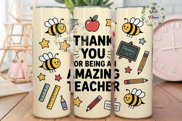 Teacher Bee Tumbler Wrap PNG Graphics Review