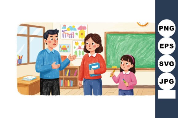 Teacher Explaining Lesson Graphics and Illustrations Review