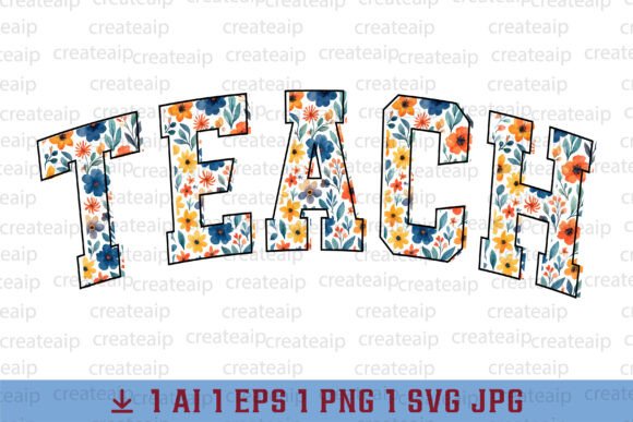 Teacher Flower Boho Floral Teach PNG: Graphics for T-Shirt Designs