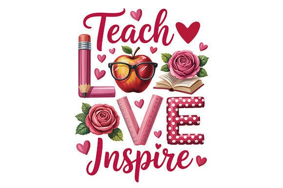 Teacher Png, Valentines Day Png for Graphics & T-Shirt Designs