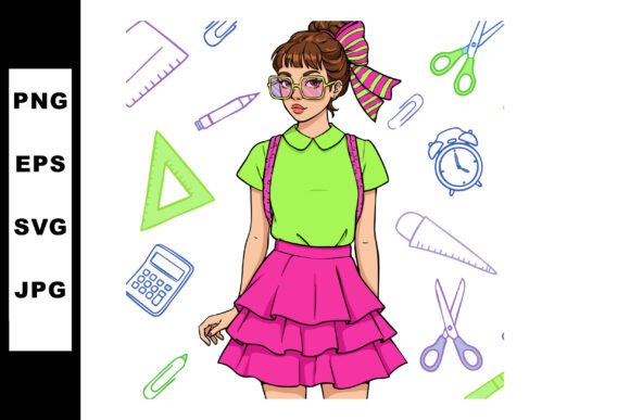 Teen Girl Green & Pink Graphics and Illustrations